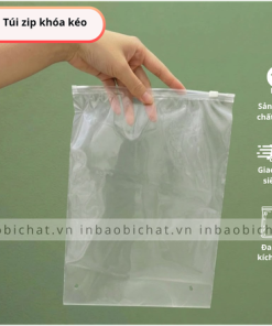 Túi zip khóa kéo chất liệu PE trong suốt nhìn rõ quần áo bên trong
