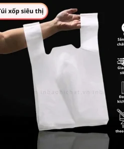 Túi xốp siêu thị trắng quai xách tiện lợi dùng đựng hàng hằng ngày