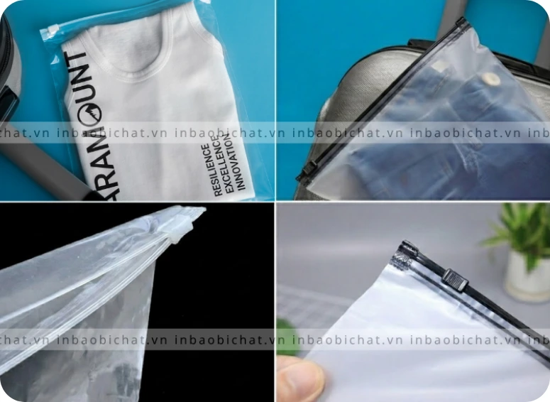 Túi zip khóa kéo hd mờ và túi zip khóa kéo PE trong đựng quần áo cho các shop thơi ftrang