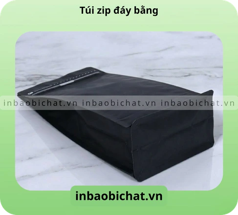 Cấu trúc đáy bằng phẳng của túi zip đen mờ