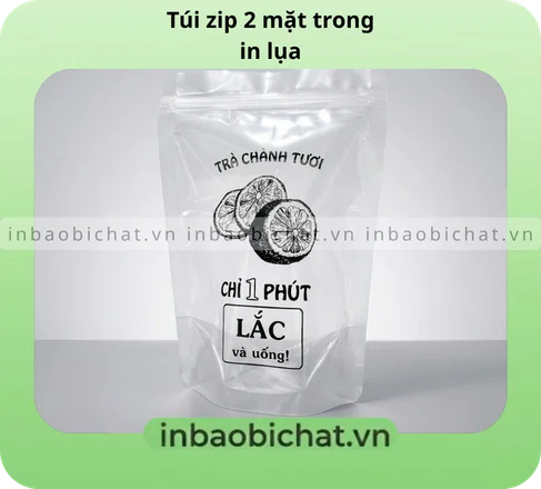 Mẫu in lụa logo 1 màu trên túi zip trong suốt cho shop nhỏ
