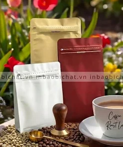 túi zip đáy bằng 8 cạnh dùng đựng trà cà phê cao cấp
