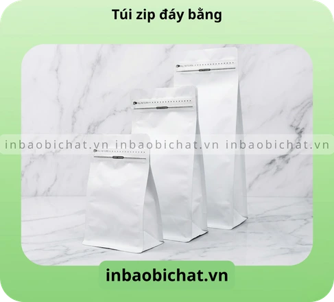 Túi zip đáy bằng màu trắng sữa sang trọng