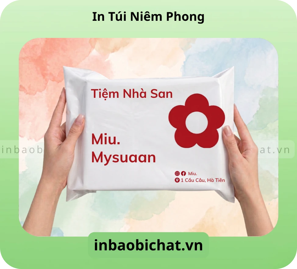In lụa túi niêm phong giá rẻ mực in màu đỏ nổi bật trên nền trắng