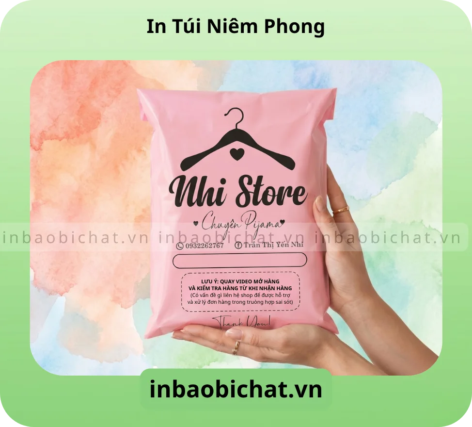 In túi niêm phong in logo thương hiệu thời trang pijama Nhi Store