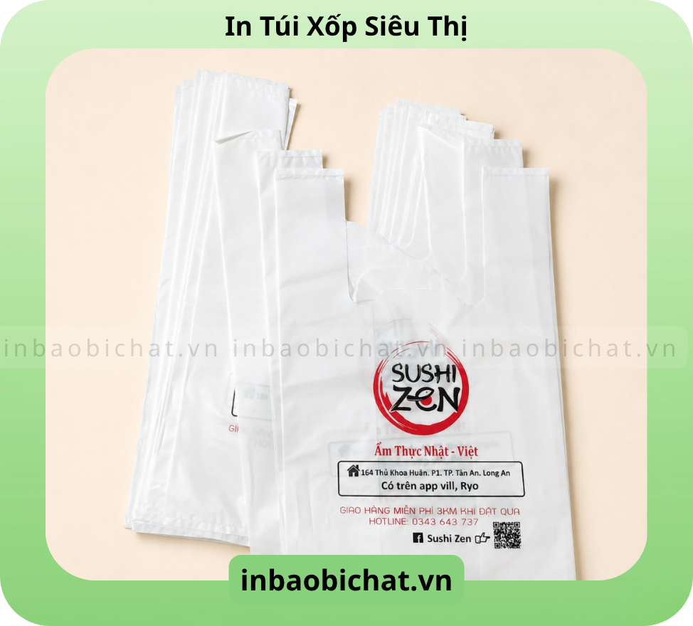Túi xốp siêu thị là loại túi tiện lợi giá rẻ dễ dùng - Nhận in logo lên túi theo yêu cầu