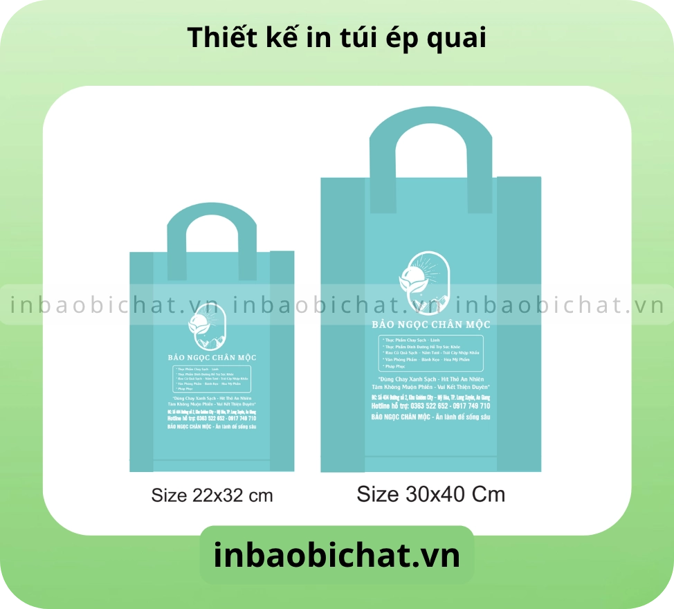 Mẫu thiết kế in túi ép quai - in 1 màu 1 mặt