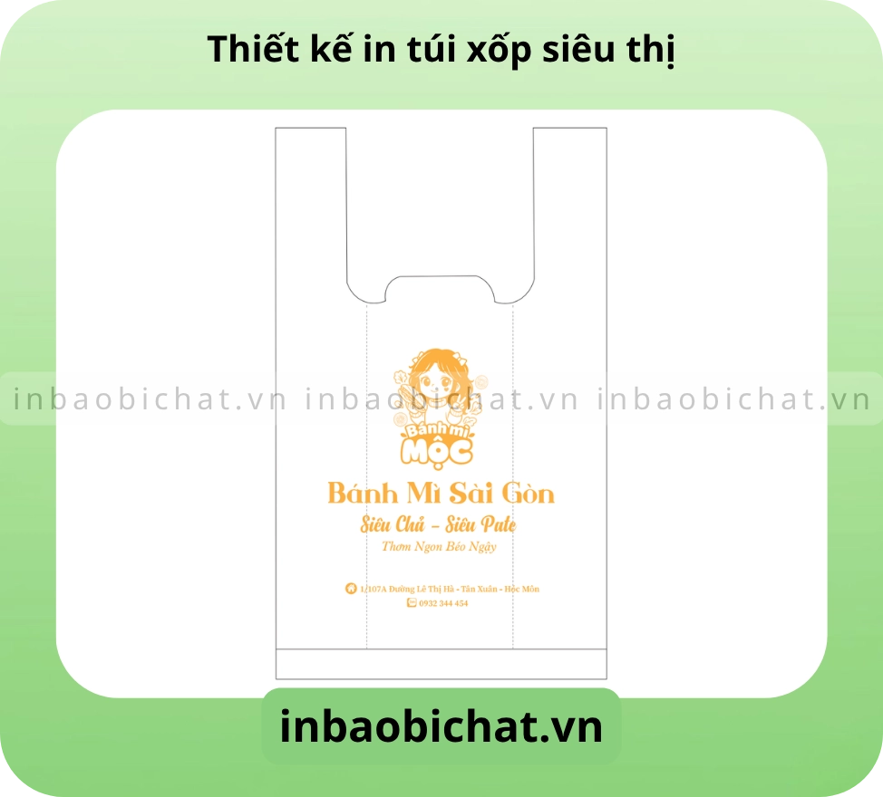 Mẫu thiết kế in túi xốp siêu thị - in 1 màu 1 mặt