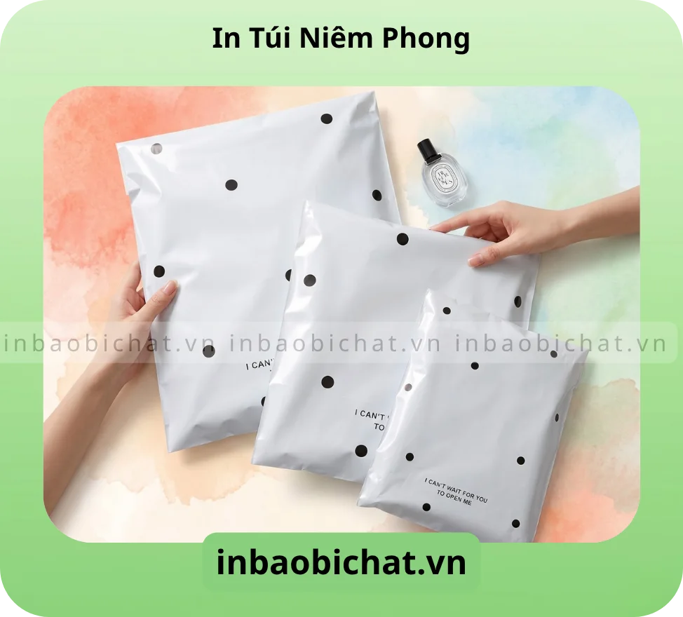 Túi gói hàng niêm phong họa tiết chấm bi đủ size cho các shop