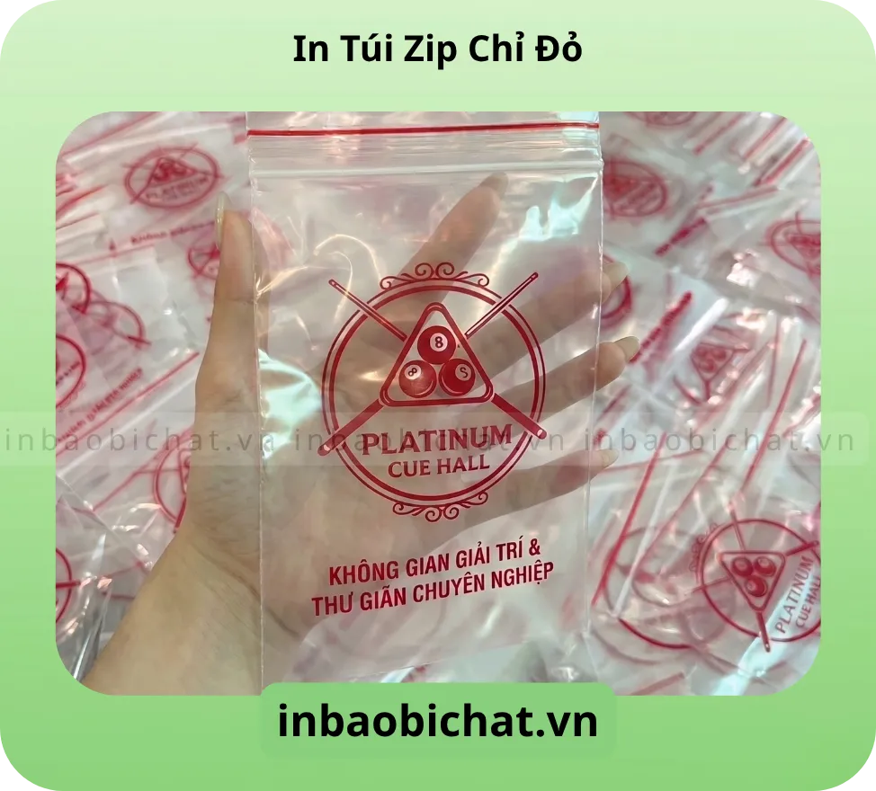 Túi zip chỉ đỏ in logo theo yêu cầu