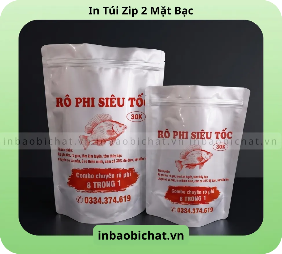 Đóng gói với túi zip 2 mặt bạc có in ấn logo thương hiệu - Giúp cung cấp thông tin sản phẩm rõ ràng