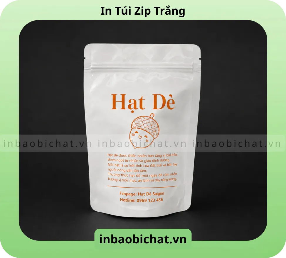 Túi zip trắng sữa Phù hợp đựng thực phẩm khô, nguyên liệu khô