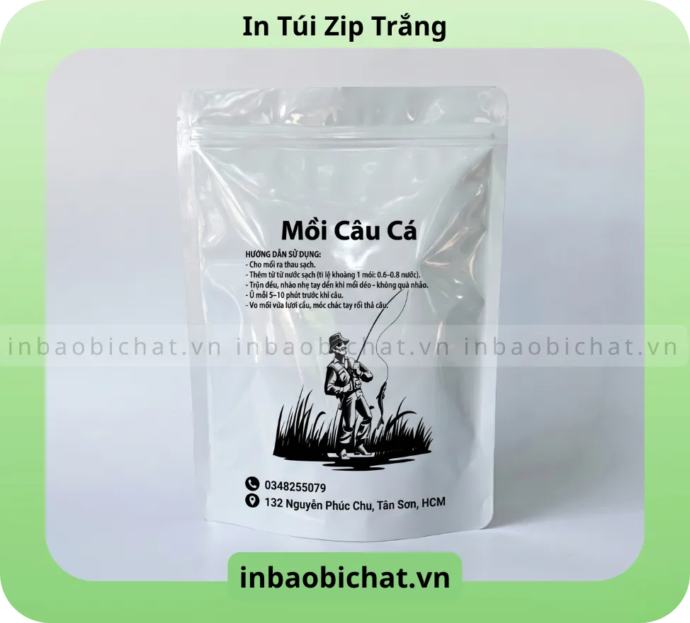 Túi zip trắng sữa - In 1 màu - 1 mặt