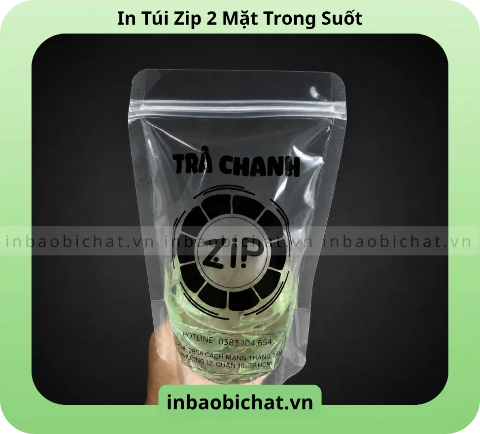2 mặt túi zip trong suốt - Vùng in phẳng - Thoả sức sáng tạo nội dung in