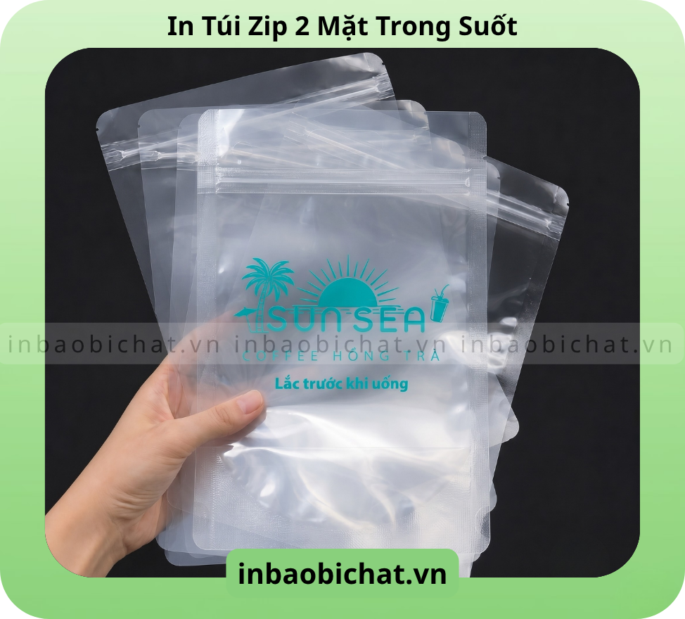 Túi zip trong suốt đáy đứng phù hợp trưng bày sản phẩm cần nhìn thấy sản phẩm bên trong