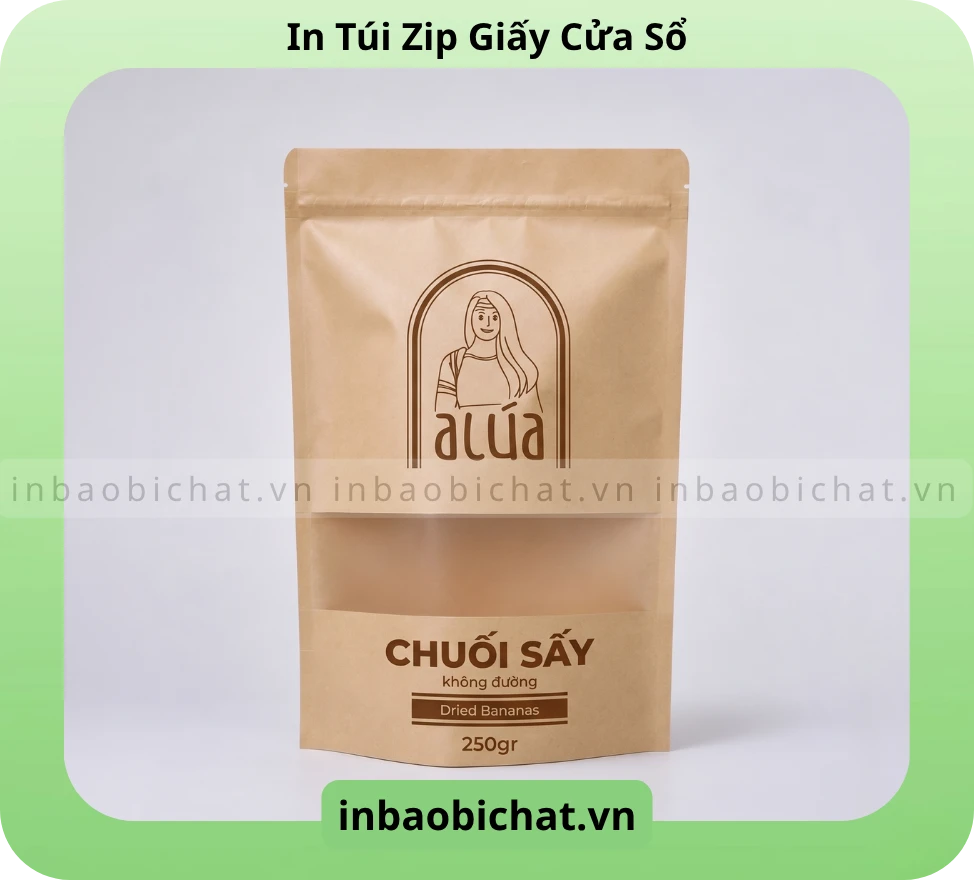 Túi zip giấy in logo thương hiệu - Có cửa sổ show sản phẩm bên trong mà không cần mở bao bì