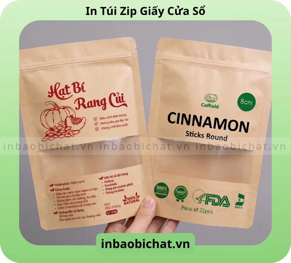In Logo thương hiệu trên túi zip giấy - Làm đẹp sản phẩm của bạn ngay hôm nay