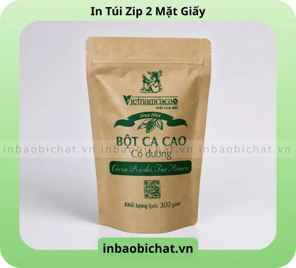 Túi zip 2 mặt giấy - In logo 1 màu 1 mặt
