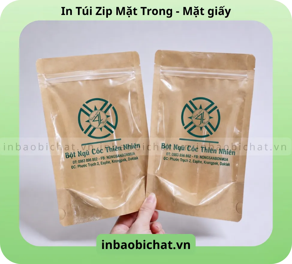Túi zip giấy phù hợp in logo thương hiệu đẹp và rõ nét