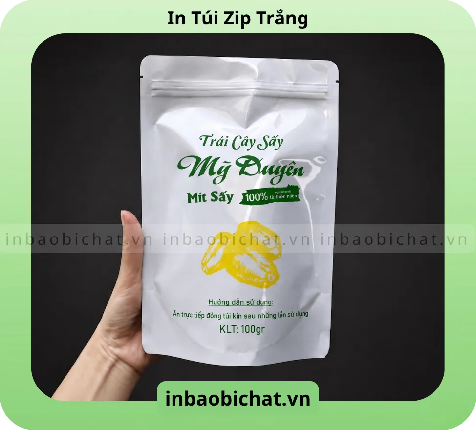 Túi zip 2 mặt trắng sữa - In logo 2 màu - In 1 mặt