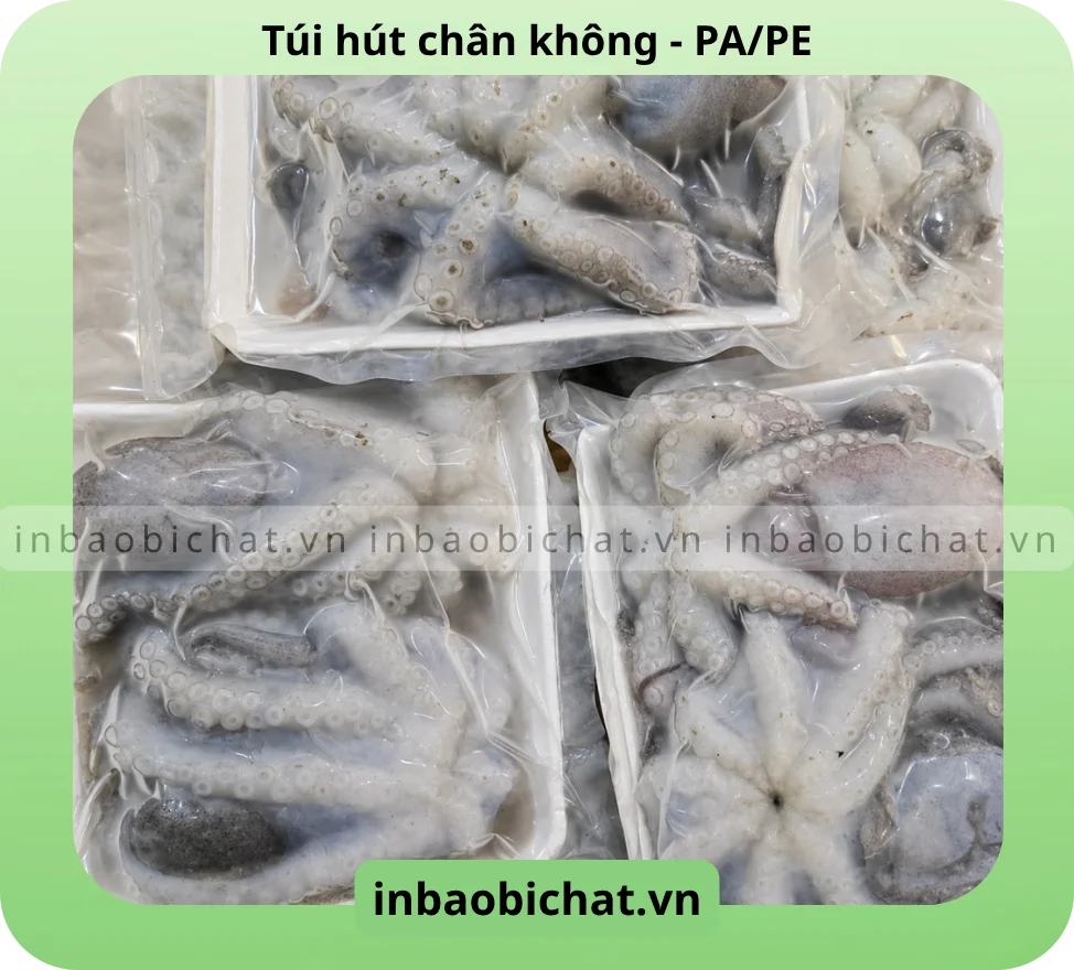 Túi PA hút chân không sử dụng nhiều trong đóng gói hàng hoá đông lạnh