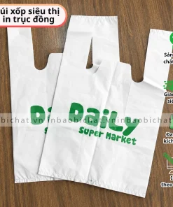 in túi xốp siêu thị cho chuỗi siêu thị, túi nilon mini mart, túi xốp 2 quai cửa hàng tự chọn, in sô lượng lớn giá rẻ, đẹp