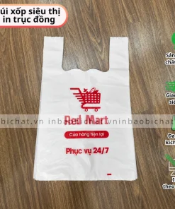 in túi xốp siêu thị cho chuỗi siêu thị, túi nilon mini mart, túi xốp 2 quai cửa hàng tự chọn