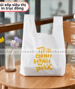 in túi xốp siêu thị trắng sữa cho cửa hàng bánh kẹo bánh mì - in túi xốp siêu thị theo yêu cầu