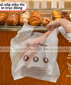 in túi xốp siêu thị trắng sữa cho cửa hàng bánh ngọt bánh mì - in túi xốp siêu thị theo yêu cầu