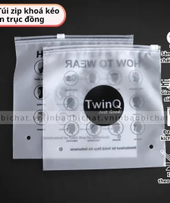 Mẫu túi zip khóa kéo in trục đồng chất liệu lụa mờ, in logo sắc nét, phù hợp đóng gói quần áo và sản phẩm thời trang