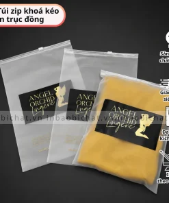 Mẫu túi zip khóa kéo in trục đồng in logo theo yêu cầu, đa dạng kích thước, phù hợp đóng gói quần áo và hàng bán lẻ