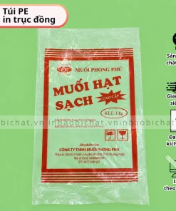 Túi PE trong in trục đồng, In túi PE trong nhiều màu, Túi PE trong đựng thực phẩm, in túi pe đựng muối theo yêu cầu, TÚI PE MIỆNG BẰNG IN, túi pe trong suốt in ấn, in túi pe cắt ngang miệng