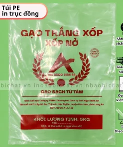 in Túi PE trong đựng gạo 5kg, In túi PE đựng gạo, Túi PE đựng thực phẩm khô, in túi pe theo yêu cầu, TÚI PE MIỆNG BẰNG IN, túi pe trong suốt in ấn