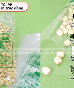 chuyên in trục đồng túi PP đựng hạt sen tươi đẹp giá rẻ, In túi PP số lượng lớn giá rẻ, số lượng từ 200kg, túi PP đa dạng kiểu dáng, kích thước, in túi PP theo yêu cầu, công ty tnhh bao bì Ngọc Thành 0348255079
